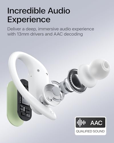 Maximize Your Fitness Journey with NS18 Wireless Earbuds – 12-Hour Playtime, Sweatproof Design, Tailored Sound via Custom App, and Robust 13 mm Bass Drivers for Deep Audio Experience, Featuring Bluetooth 5.3 for Seamless Connectivity (Black) – Ideal for Active Lifestyles and Audiophile Enthusiasts