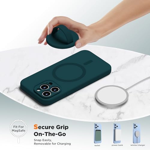 Upgraded Magnetic Phone Grip for i Phone: Premium Silicone Loop Holder with Mag Safe Compatibility – Ergonomic 360-Degree Stand, Non-Slip Design in Sleek Black for Enhanced Comfort and Secure Handling on i Phone 16/15/14/13/12 Pro Max/Plus