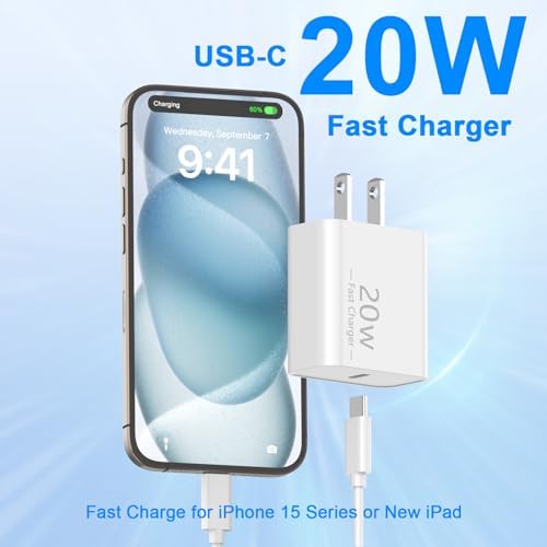 Efficient Power Boost Duo: MFi Certified 2-Pack USB-C Wall Charger with 10 FT Long Charging Cable for i Phone 16/15 Series – Fast Charging Solution Perfect for On-the-Go Lifestyle and Home Use