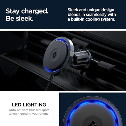 Revolutionize Your Drive with Spigen One Tap Pro 3 Cryomax: Fast Wireless Mag Safe Car Charger with Noiseless Cooling for i Phone 16, 15, 14, 13, & 12 Series – Ultimate Compatibility & Quick Charge Efficiency for On-the-Go Power
