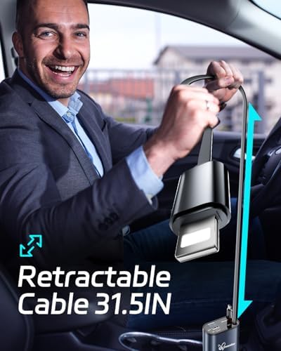 Ultimate 66 W Retractable Car Phone Charger – Fast Dual Type-C Charging Solution for i Phone 15/14, Samsung Galaxy S23+/S23/S22, i Pads – Tangle-Free Design for Efficient Multi-Device Power-Up in Cars and Trucks – Perfect Travel Accessory with Built-In Safety Features