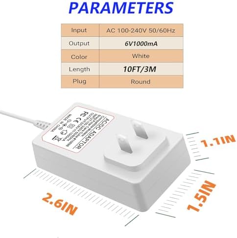 Reliable 6 V AC/DC Power Supply Adapter for Breg Devices – Essential Charger Replacement for Models 10698, D0660 & BEG10711 with Extended Safety Cord for Optimal Efficiency and Device Longevity