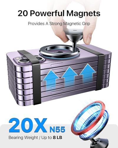 Revolutionize Your Drive with the Andobil Mag Safe Car Mount – Superior Magnetic Grip, Tool-Free Installation | All-Metal 360° Air Vent Holder for i Phone 16/15 & Samsung Galaxy S25, Effortless Navigation & Enhanced Safety on the Go