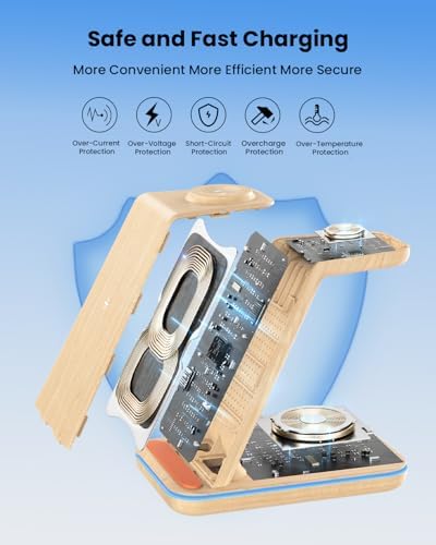 CIYOYO 3-in-1 Fast Wireless Charging Dock – Streamlined Power Hub for i Phone 16/15/14/13/12/SE, Apple Watch Series 9/8/7/6/SE/5/4, and Air Pods Pro/3/2 – Maximize Charging Efficiency with Innovative Safety Features and Sleek Aesthetic Design for Modern Living