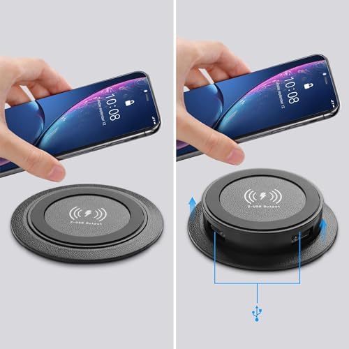 Revolutionize Your Space with the XMSJSIY 3-in-1 Embedded Wireless Charger – 10 W Fast Charging USB Desktop Hub for Effortless Device Powering | Stylish Pop-Up Design Perfect for Bedside Tables and Desks | Dual USB Ports for Simultaneous Charging Convenience | Enhanced Compatibility for All Smartphones and Gadgets