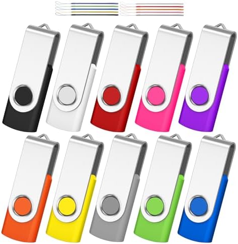Vibrant 10-Pack 512 MB Swivel USB Flash Drives – Portable Memory Sticks for Effortless Data Storage, Durable Design with Mixed Colors for Easy Identification – Perfect for Students and Professionals on the Go!
