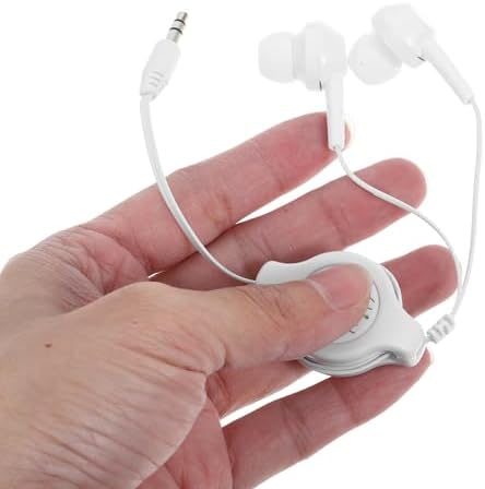 Retractable Wired Earbuds by ULTECHNOVO – Innovative In-Ear Headphones with Tangle-Free Storage, 3.5 mm Compatibility, and Customizable Length for Enhanced Sound Experience and Portability (White)