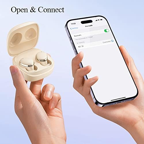Kamon K14 Premium Bluetooth 5.3 Earbuds with Wireless Charging Case – Waterproof In-Ear Headphones with Touch Control, Built-in Microphone, and Superior Sound Quality for i Phone 14/13 and Samsung – Perfect for Sports and Everyday Use (Beige)