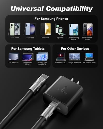 Dual Pack 45 W USB-C Charger Block with 3.3 FT Fast Charging Cables – Ultimate Universal Compatibility for i Phone 15/16 and Samsung Galaxy S24/S23/S22 Ultra/Note 20 – Rapid Power Delivery and Enhanced Portability for Home, Office, and Travel – Durable Charging Solution for All Devices