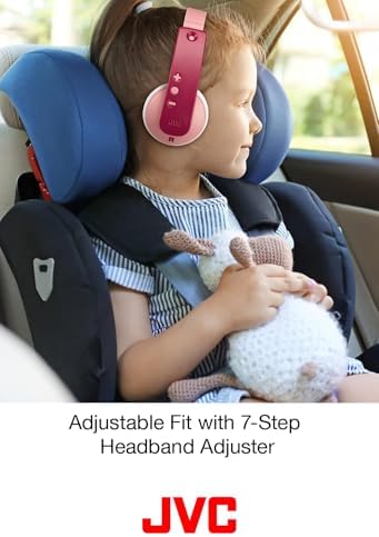 JVC HAKD10 WP Pink Bluetooth Headphones for Kids – 16-Hour Playtime with Safe Active Volume Limiter, Customizable Stickers for Personal Style, Comfortable Adjustable Headband, and Easy-Clean Soft Ear Pads for Young Music Lovers