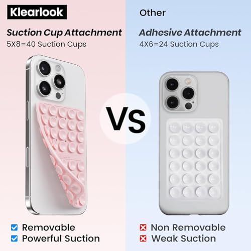 Klearlook 4-Pack Silicone Suction Cup Phone Mount – Creative Hands-Free Phone Grip for Stunning Selfies & Videos in Clear, Light Pink, Hot Pink, and Lavender – Innovative Double-Sided Suction Technology for Wide Compatibility – Premium Durable Design for Effortless Content Creation and Easy Maintenance