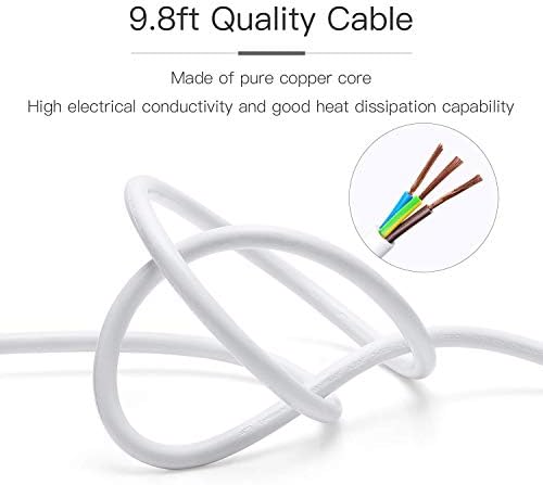 Maximize Charging Efficiency with SUPERDANNY 10 ft Power Strip Tower – 9-Outlet Surge Protector & 4 USB Ports, Featuring Wireless Charging for Seamless Device Management, Perfect for Home & Office Use in Elegant White and Gray Design