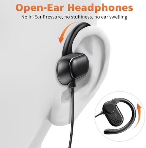 USB C Sport Earbuds with Rotatable Over-Ear Hooks – Ultimate Compatibility for i Phone 16 Plus, Samsung Z Flip Fold 6 & Google Pixel 8 – Lightweight Open Ear Design for Active Lifestyles – Built-in Microphone & Volume Control for Effortless Audio Management – Exceptional Sound Quality & Comfort for Music Enthusiasts