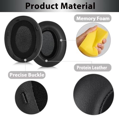 Upgrade Your Sony WH-XB910 N Headphones with Premium Memory Foam Earpads – Noise-Canceling Cushions Featuring Secure Buckle Design for Ultimate Comfort and Sound Isolation in Black – Perfect Replacement for Wired & Wireless Audio Enjoyment
