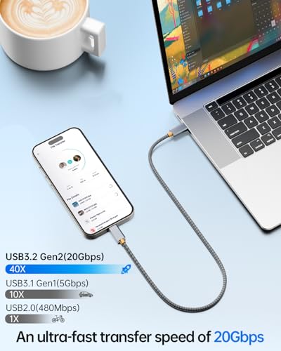 AGFINEST 240 W USB C to USB C Cable – Ultra-Fast 20 Gbps Data Transfer, 4 K@60 Hz Video Support, PD 3.1 48 V Fast Charging, 6.6 FT Length for Enhanced Device Compatibility and Performance