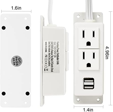 BTU Desktop Power Outlet – Versatile Power Strip with 2 AC Outlets & 2 USB Charging Ports, 6.56 ft Extension Cord, Ideal for Home Office & Nightstand, Mountable Design in Sleek Black for Clutter-Free Spaces – Enhanced Compatibility & Rapid Charging Solution