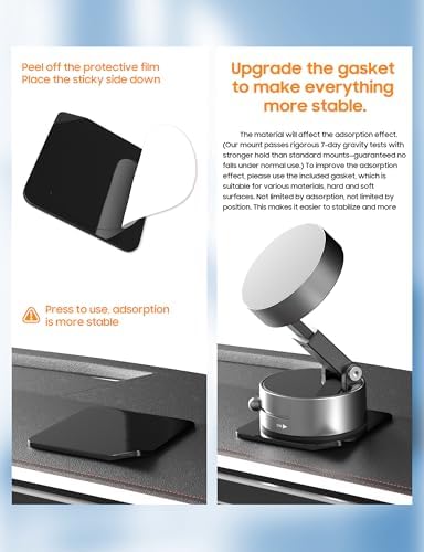 Vacuum Magnetic Phone Holder for Car – [ 360° Rotation & Foldable] Strong Suction Vacuum Magnetic Cell Phone Holder Stand, Height Adjustable Magnetic Phone Mount, For iPhone/All Phones (Any Surface) – Enhanced Compatibility and Speed