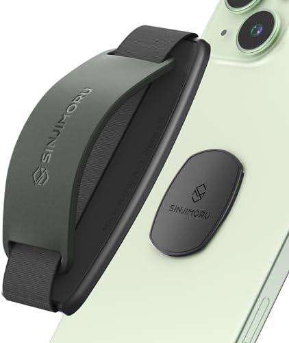 Sinjimoru S-Grip Clementine: Versatile Detachable Phone Grip & Kickstand for Wireless Charging – Anti-Drop Finger Holder for i Phone & Smartphones, Enhanced Stability & Flexibility for One-Handed Use, Ideal Desk Stand & Tablet Mount Accessory, Complete with 90-Day Warranty