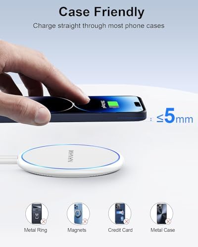 NANAMI Fast Wireless Charger – 7.5 W Qi Certified Charging Pad with PD3.0 Adapter for i Phone 16/15/14/13/12 & 10 W for Samsung Galaxy S25/S24/S23/S22/S21/Note 20 – Sleek & Compact Design, Advanced Safety Features, Effortless Charging for Home and Office Efficiency