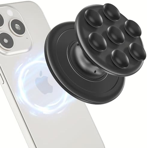 AUROX Chic Pink Magnetic Phone Grip – Premium Silicone Mag Safe Holder for i Phone 12-16 Series, Collapsible Design for Effortless Selfies & Videos, Enhanced Portability & Stability for Everyday Use, Ideal for Hands-Free Photography