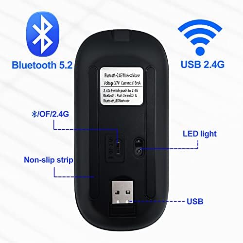 Ultimate Wireless Bluetooth Mouse for i Pad, Mac Book Pro, Air, and PCs – Rechargeable Silent Design for Productivity on the Go – Portable Slim Dual Mode Mouse with LED Indicators and Universal Compatibility