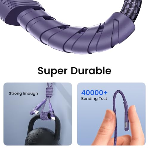 10 ft USB C to USB C Charger Cable (2-Pack) – 60 W Fast Charging Type C Cord with Right Angle Connector for i Phone 16, 15 Pro Max/Plus, Mac Book Air, Samsung S23 Ultra/S22, Note 20 – Superior Durability & Enhanced Ergonomics for Optimal Device Performance