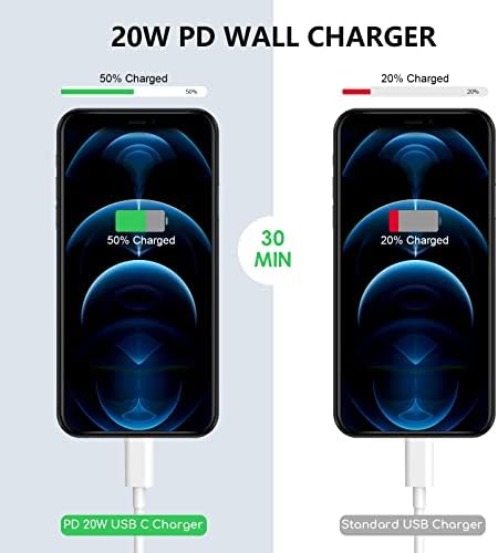 Premium Apple MFi Certified 3-Pack i Phone Charger Set with PD Type C Quick Wall Block and 6 FT Fast Charging USB C to Lightning Cable – Ultimate Speed and Compatibility for i Phone 14/13/12/Pro/Max/11/XR/SE 2022 and i Pads, Perfect for Home or Travel Use