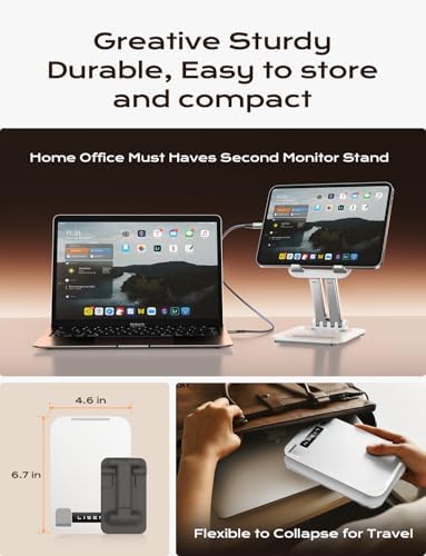 Transform Your Workspace with the LISEN Pink Sorbet Tablet Stand – Foldable, Adjustable i Pad Holder for Home, Office, and Travel – Ultimate Comfort and Compatibility for Students and Professionals – Stylish Portable Desk Accessory for Enhanced Productivity