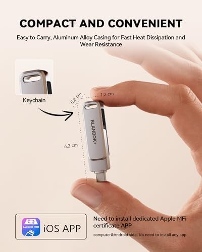 MFi Certified 256 GB Flash Drive – Ultimate Photo Storage for i Phone, i Pad, Android & PC | High-Speed USB 3.0 Memory Stick with Dual Connectors | Seamless File Transfers & Enhanced Compatibility for All Your Devices