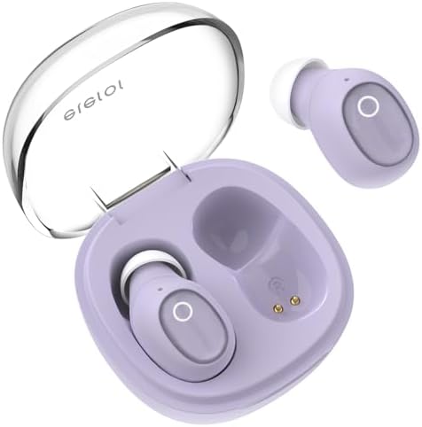 Premium Purple Wireless Earbuds for Small Ears – Ergonomic Bluetooth Mini Earphones with Superior Comfort, Ideal for i Phone & Android Users – Effortless Connectivity, Enhanced Sound Quality, and Built-in Mic for Clear Communication