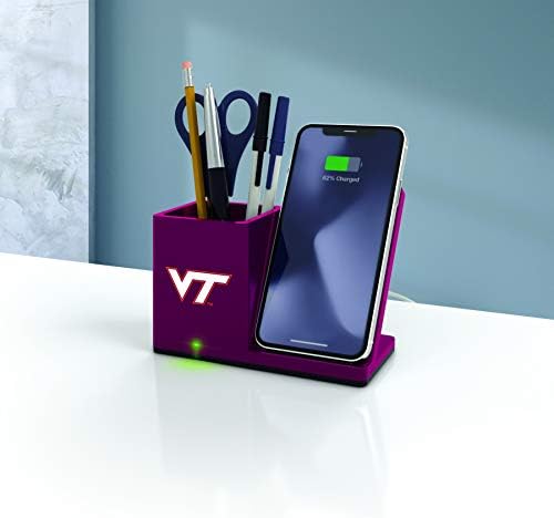 NCAA Unisex Fast Wireless Charging Stand & Desk Organizer – Stylish Multi-Device Charger for Sports Enthusiasts, Efficient Workspace Solution with Built-in Accessory Compartments