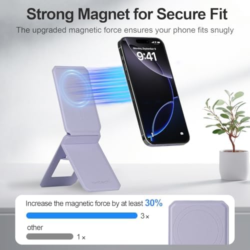 iontech Phone Stand Tripod Wallet Compatible with MagSafe iPhone 16/15/14/13/12 Series, 3 in 1 Strong Magnetic Phone Holder, Vegan Leather Wallet, Lightweight & Adjustable Cell Phone Stand (Grey) – Enhanced Compatibility and Speed