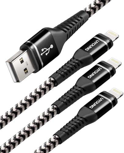 Heavy-Duty UYOUNG i Phone Charger Cable 3 Pack – 6 FT MFi Certified Nylon Braided USB to Lightning Fast Charging Cords for i Phone 14/13/12/11/SE/X/XS/XR/8/7/6/6 S & i Pad – Durable, Tangle-Free Charging Solution in Vibrant Red for Ultimate Convenience and Performance
