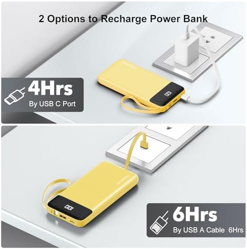Ultimate 10000 m Ah Portable Power Bank with Built-in Charging Cable and LED Power Indicator – Travel-Ready External Battery Pack for i Phone 16/15, Samsung S22, and Android Devices – Unmatched Compatibility and Rapid Charging for On-the-Go Lifestyles