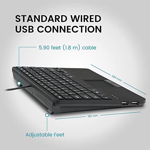 Revolutionize Your Workspace with the Perixx PERIBOARD-525 US Wired Mini USB Keyboard Featuring Touchpad – Compact Design with X Type Scissor Keys, Dual USB Hubs, and Optimal Compatibility for Enhanced Productivity