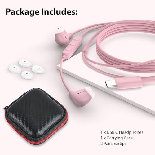 Premium USB C Earbuds for i Phone & i Pad – Superior Hi-Fi Stereo Headphones with Advanced Noise Isolation, Integrated Microphone, and Effortless Volume Control – Ideal for Audiophiles and Creative Professionals – Lightweight Ergonomic Design for Ultimate Comfort and Seamless Device Compatibility