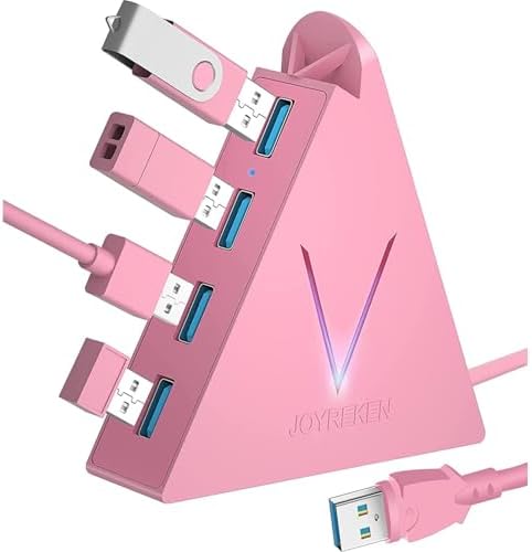 Elevate Your Connectivity with the Stylish Pink USB C Hub – 4 USB 3.0 Ports and 2 FT Extension Cables for Seamless Integration with i Pad Pro, Mac Book Pro, Surface & More – Ultimate Performance Meets Chic Design!