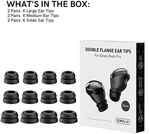 Delidigi Galaxy Buds Pro Replacement Ear Tips – 6 Pairs of Double Flange Silicone Eartips for Optimal Comfort and Sound Isolation – Compatible with Samsung Galaxy Buds Pro 2021 in S/M/L Sizes – Elevate Your Audio Experience with Enhanced Fit and Durability