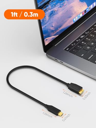 High-Speed 1 FT USB C to Micro B Cable – 10 Gbps Data Transfer for i Phone 15, Seagate & WD External Hard Drives – Durable Braided Design for Enhanced Connectivity & Reliability – Perfect Length for Travel & Desk Use – USB 3.1 Type C Compatible