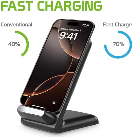 Ultra-Slim Wireless Charging Stand with Fast Charging Capability – Cellet’s Stylish Qi-Compatible Phone Holder for Seamless Home and Office Use, Effortlessly Portable Design for Convenient Charging and Hands-Free Viewing