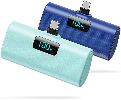 Dual-Pack Portable Power Bank for i Phone 16 Series – 5200 m Ah Fast Charging USB-C Battery Pack with Built-in Connector for i Phone 16/16 Plus/16 Pro/16 Pro Max/15 Series, Samsung & Android Devices – Lightweight Travel Charger for On-the-Go Convenience