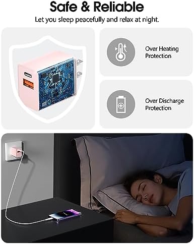 Dual-Port 20 W USB-C Wall Charger – 2 Pack Fast Charging Adapter for i Phone 15/14 & Apple Watch Series 8/7/SE – Compact Travel Power Plug with Smart Charging Technology for Enhanced Device Compatibility and Speed