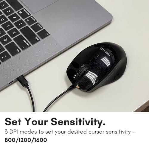 Effortlessly Enhance Your Workflow with the Macally USB-C Wired Mouse – Ergonomic Design, Adjustable DPI for Ultimate Precision, and Quiet Clicks for Distraction-Free Productivity – Perfect for Mac Book, i Mac, Windows PCs, and Laptops – Experience Seamless Compatibility and Unmatched Comfort Today!