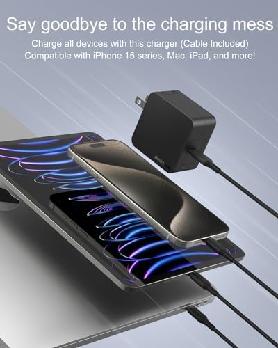 Nekteck 60 W Ga N USB-C Charger – PD 3.0 Fast Charging with Compact Foldable Plug for Mac Book Air/Pro and i Phone 15/16 Series – Ultimate Power Delivery Solution for On-the-Go Charging and Enhanced Device Compatibility