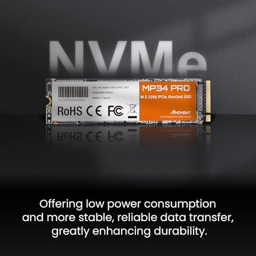 MMOMENT MT34 1 TB PCIe Gen3 NVMe M.2 2280 SSD – Supercharge Your Laptop and Desktop Performance with Blazing Fast 2000 MB/s Read Speeds for Gaming, Video Editing, and Efficient Data Management | Upgrade Your Storage Experience with Enhanced Compatibility and Reliability