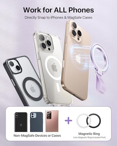 Elevate Your Mobile Usage with the Andobil 2025 Magnetic Phone Grip Holder – Unmatched Stability for i Phone 16 Pro Max Plus, 15/14/13/12 & Android Devices, Stylish Purple Finish – Ergonomic Ring Stand & Kickstand for Effortless Hands-Free Functionality and Seamless Mag Safe Compatibility
