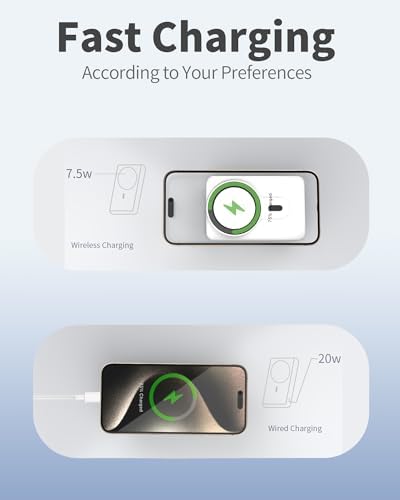 High-Capacity 10000 m Ah Magnetic Power Bank with Mag-Safe Technology – Wireless Portable Charger for i Phone 12/13/14/15/16 Pro & Max | Fast 22.5 W PD Charging, USB-C Connectivity, and Built-in Foldable Stand for Ultimate Convenience – Ideal for On-the-Go Power Solutions