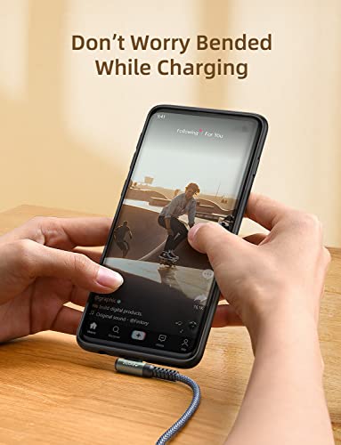 AINOPE Right Angle USB C Cable – 2-Pack (10 ft + 10 ft) Fast Charging 3.1 A Nylon Braided Charger for Enhanced Device Compatibility, Ideal for Gaming and Multitasking, Durable Black Design