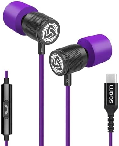 LUDOS Ultra Magnetic USB-C Earbuds for i Phone 16 & Samsung Galaxy – Superior Sound Performance with 5-Year Warranty, Ergonomic Comfort for All-Day Use, Tangle-Free Magnetic Design for Music and Calls – Sleek Black Finish