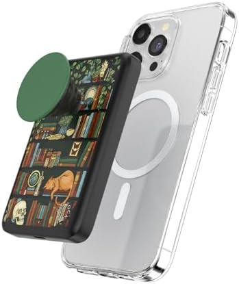 Mag Safe-Compatible Pop Sockets Power Pack: 5000 m Ah Portable Phone Charger for i Phone 12/13/14/15/16 Pro/Pro Max/Plus – Effortless Magnetic Wireless Power Bank in Sleek White for Fast Charging on the Go